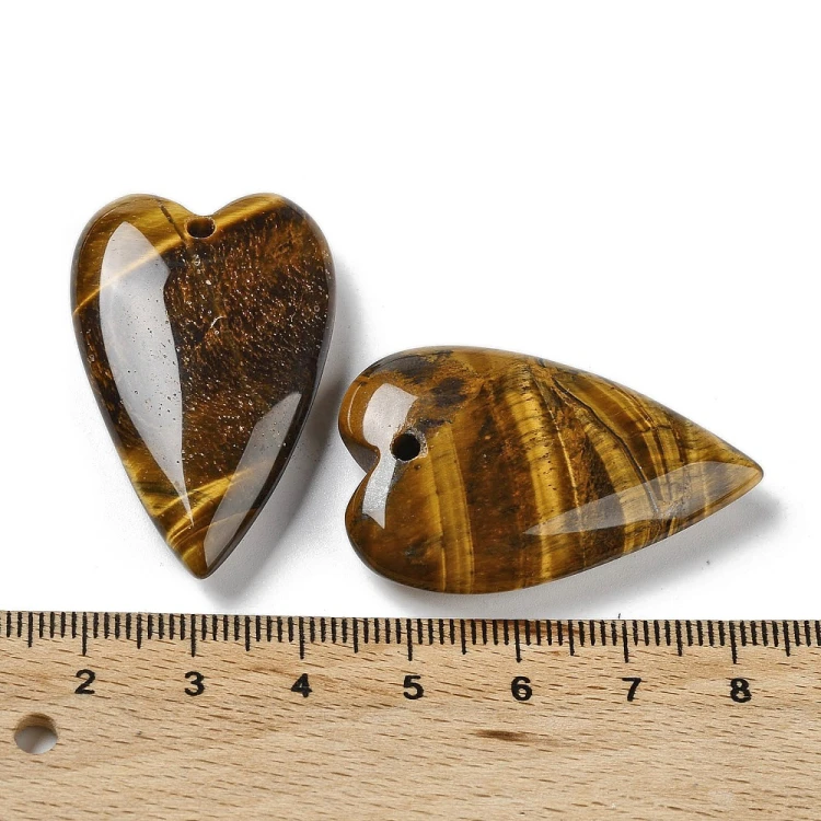 ZKA105 Zawieszka wisior serce serduszko z kamieniem naturalnym tygrysim okiem 25x40mm