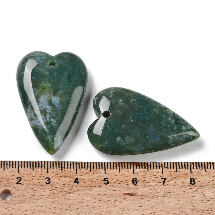 ZKA106 Zawieszka wisior serce serduszko z kamieniem naturalnym agatem indyjskim 25x40mm