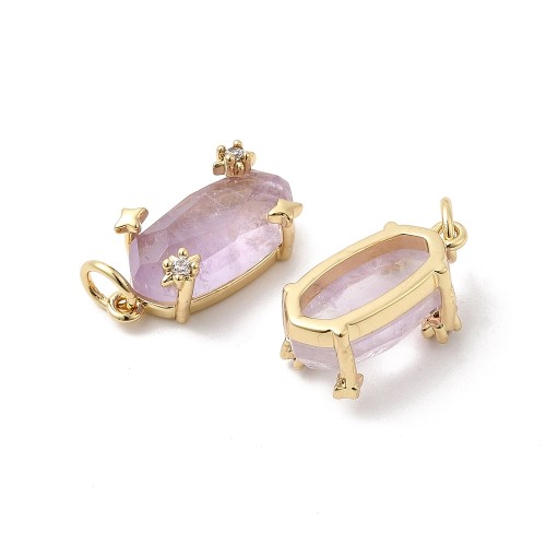 ZKA117 Zawieszka wisior 18K z kamieniem naturalnym ametystem 8x16mm