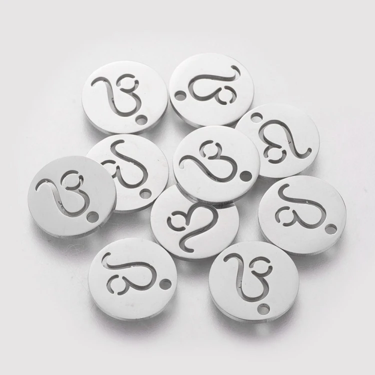 ZSS350 Zawieszka do biżuterii blaszka znak zodiaku lew 12mm stal nierdzewna