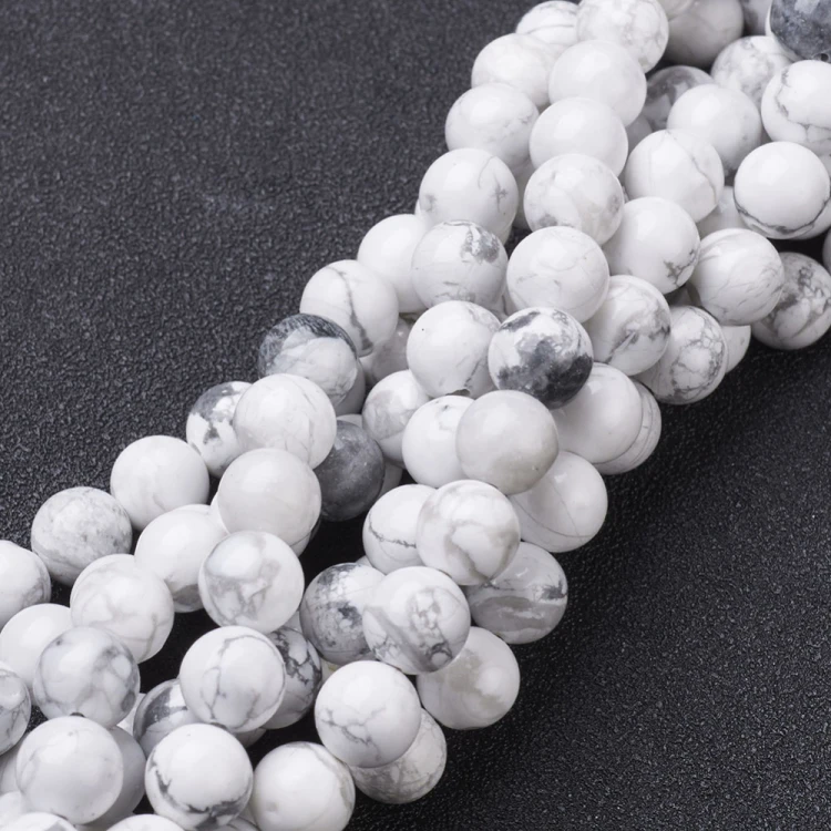 HOW296 Howlit kamień naturalny koraliki kule 6mm sznur 62szt