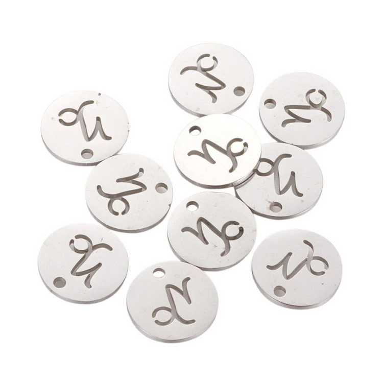 ZSS355 Zawieszka do biżuterii blaszka 12mm znak zodiaku koziorożec stal nierdzewna