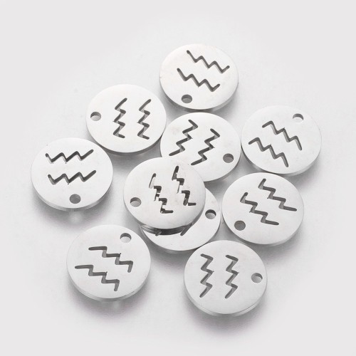 ZSS356 Zawieszka do biżuterii blaszka 12mm znak zodiaku wodnik stal nierdzewna