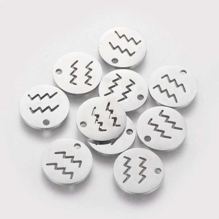 ZSS356 Zawieszka do biżuterii blaszka 12mm znak zodiaku wodnik stal nierdzewna