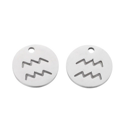 ZSS356 Zawieszka do biżuterii blaszka 12mm znak zodiaku wodnik stal nierdzewna