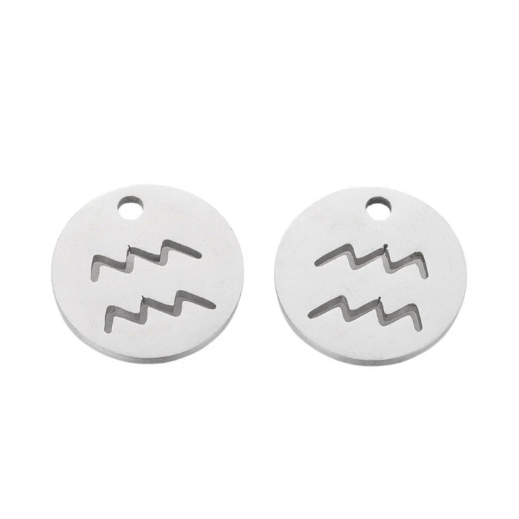 ZSS356 Zawieszka do biżuterii blaszka 12mm znak zodiaku wodnik stal nierdzewna