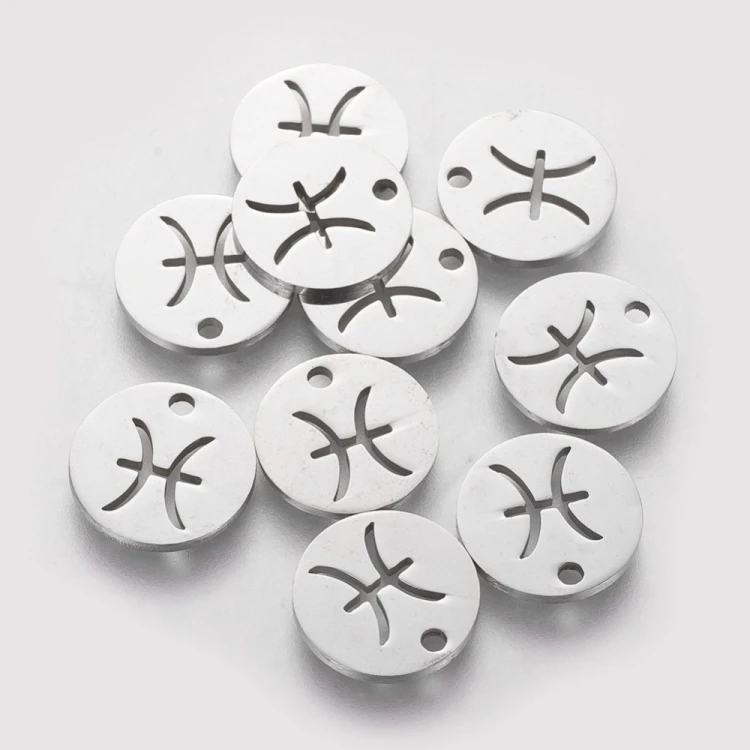 ZSS357 Zawieszka do biżuterii blaszka 12mm znak zodiaku ryby stal nierdzewna