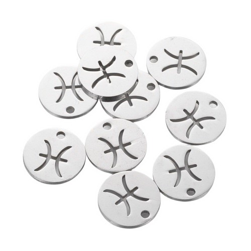 ZSS357 Zawieszka do biżuterii blaszka 12mm znak zodiaku ryby stal nierdzewna