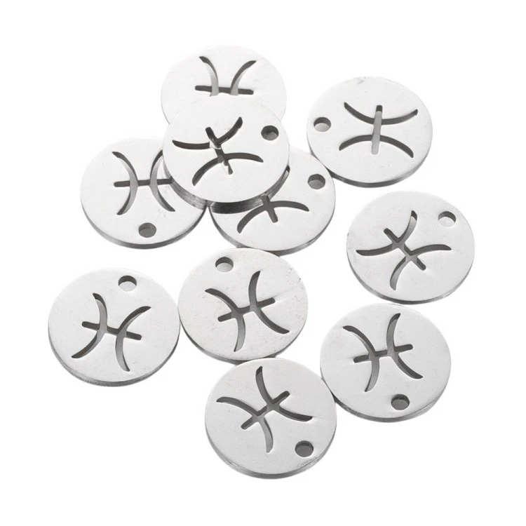 ZSS357 Zawieszka do biżuterii blaszka 12mm znak zodiaku ryby stal nierdzewna