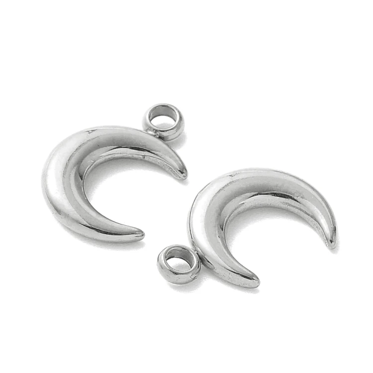 ZSS359 Zawieszka do biżuterii stal nierdzewna księżyc 9x13mm platynowa