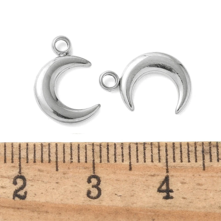 ZSS359 Zawieszka do biżuterii stal nierdzewna księżyc 9x13mm platynowa