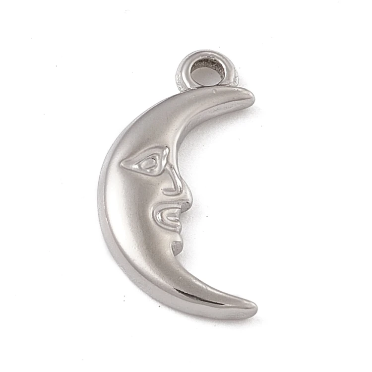 ZSS362 Zawieszka do biżuterii stal nierdzewna księżyc 9x18mm platynowa
