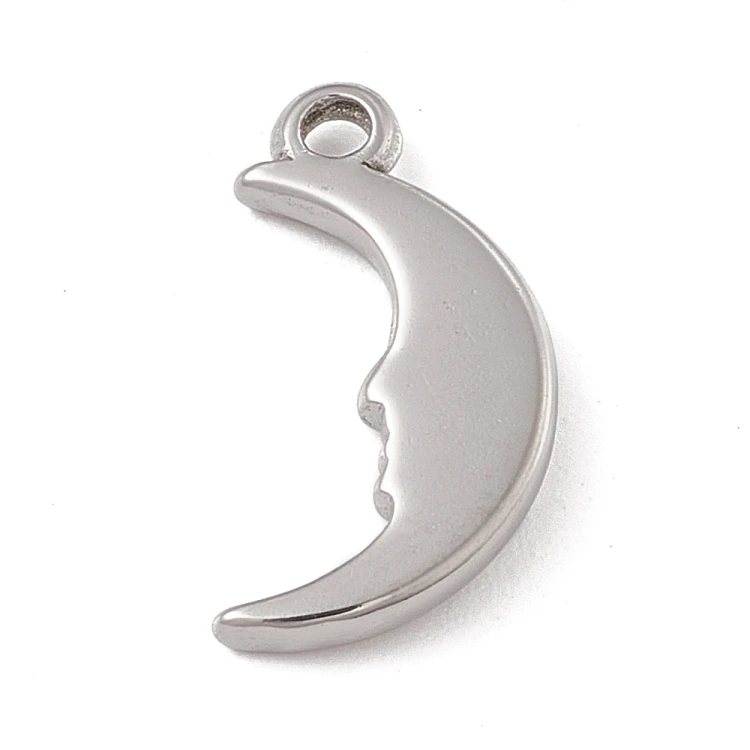 ZSS362 Zawieszka do biżuterii stal nierdzewna księżyc 9x18mm platynowa