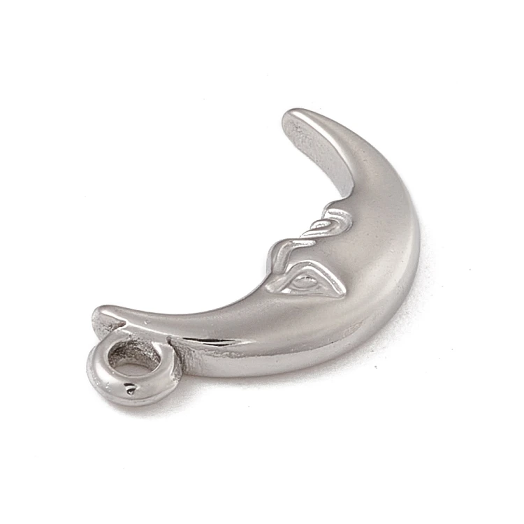 ZSS362 Zawieszka do biżuterii stal nierdzewna księżyc 9x18mm platynowa