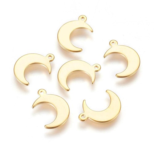 ZSS364 Zawieszka do biżuterii stal nierdzewna księżyc 11x16mm złota 2szt