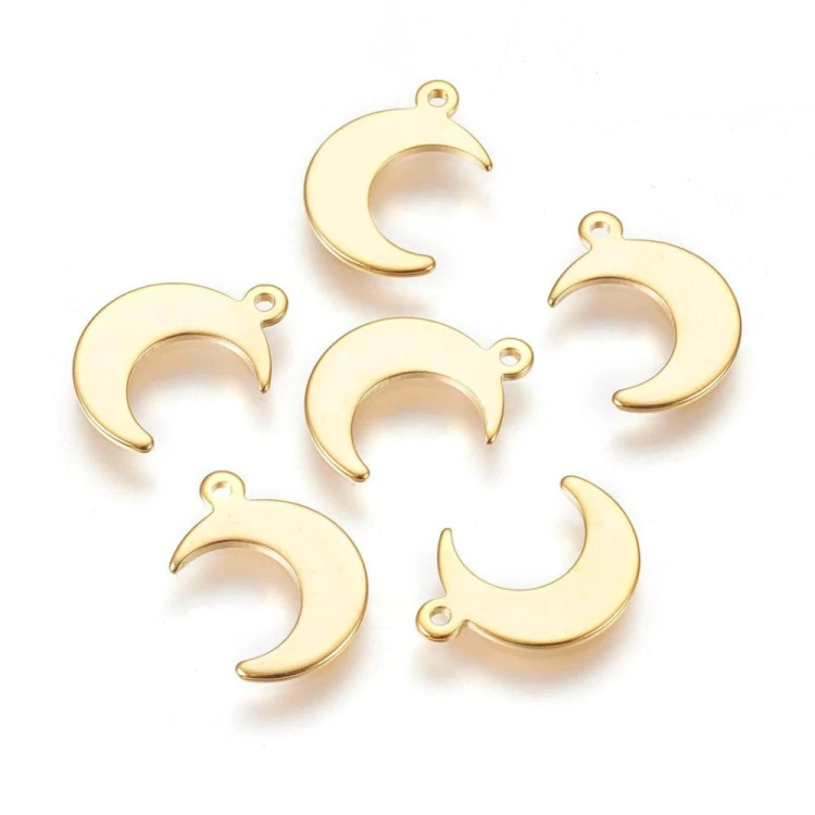 ZSS364 Zawieszka do biżuterii stal nierdzewna księżyc 11x16mm złota 2szt