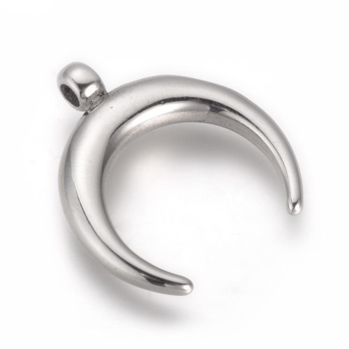 ZSS365 Zawieszka do biżuterii stal nierdzewna księżyc 25x28mm platynowa
