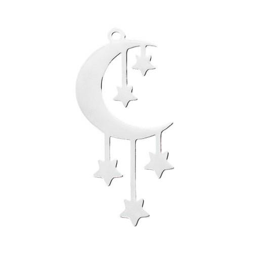 ZSS366 Zawieszka do biżuterii stal nierdzewna księżyc 18x42mm platynowa