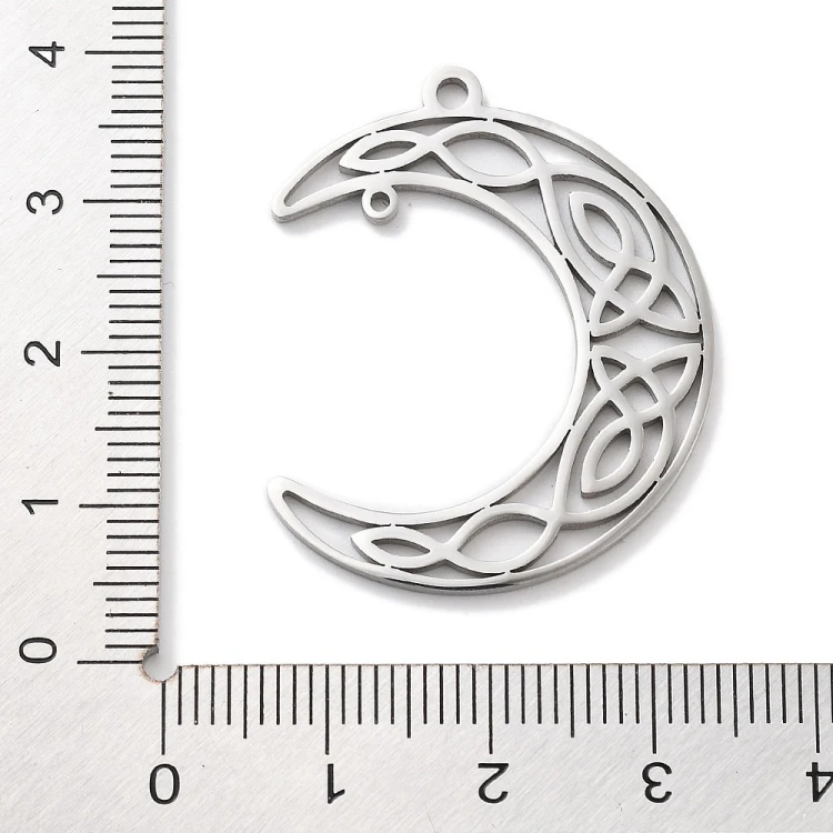 ZSS367 Zawieszka do biżuterii stal nierdzewna księżyc 28x35mm platynowa