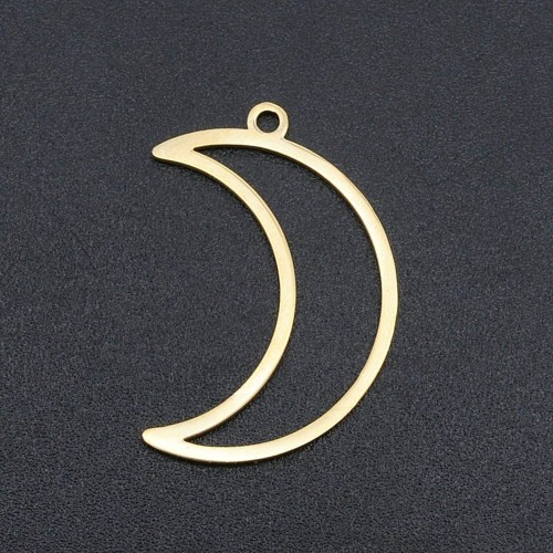 ZSS369 Zawieszka do biżuterii stal nierdzewna IP księżyc 18x26mm złota 18K