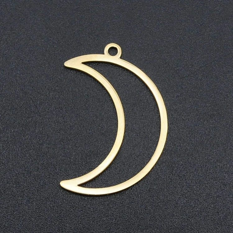 ZSS369 Zawieszka do biżuterii stal nierdzewna IP księżyc 18x26mm złota 18K