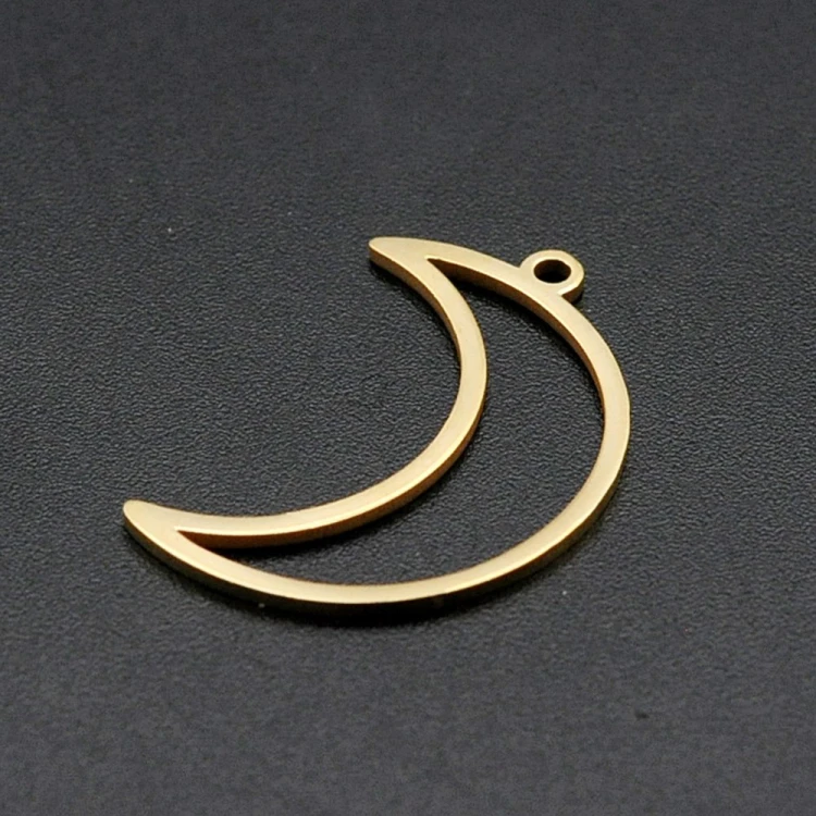 ZSS369 Zawieszka do biżuterii stal nierdzewna IP księżyc 18x26mm złota 18K
