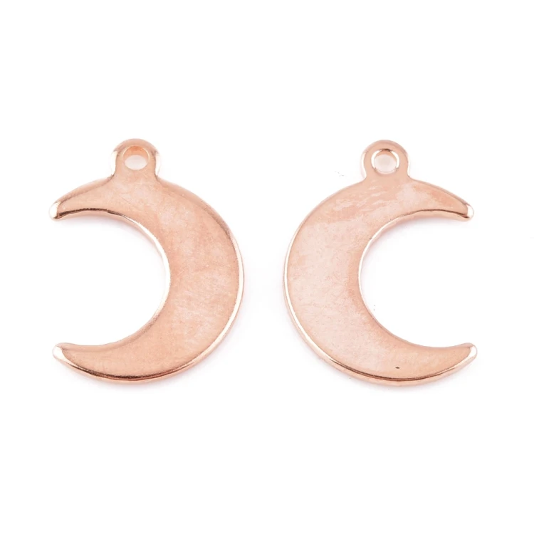 ZSS370 Zawieszka do biżuterii stal nierdzewna księżyc 11x16mm 2szt rose gold