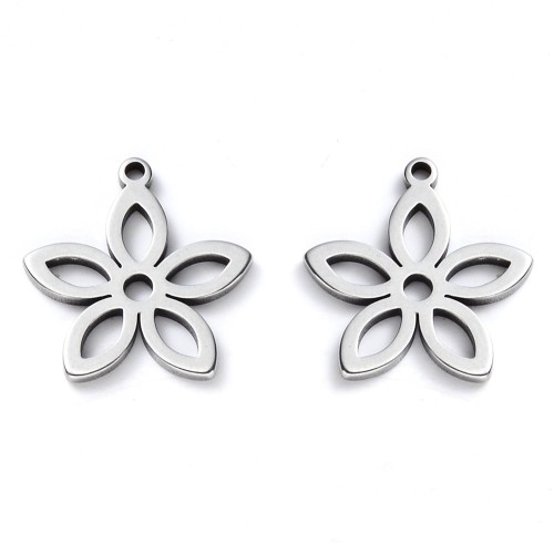 ZSS371 Zawieszka do biżuterii stal nierdzewna kwiat kwiatuszek 14x16mm platynowa