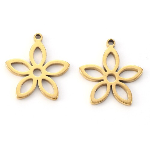 ZSS372 Zawieszka do biżuterii stal nierdzewna kwiat kwiatuszek 14x16mm złota