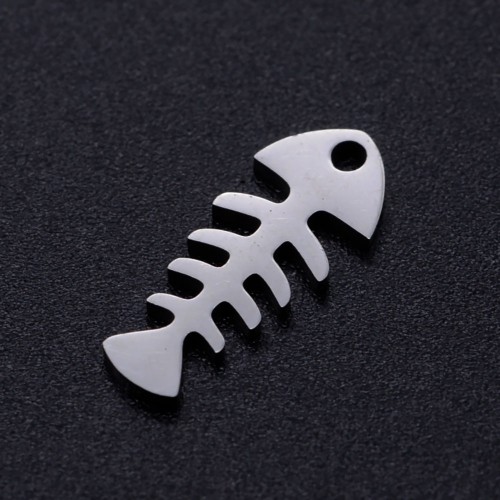 ZSS376 Zawieszka do biżuterii stal nierdzewna szkielet ryby 6x16mm platynowa