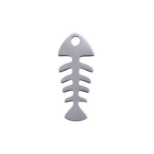 ZSS376 Zawieszka do biżuterii stal nierdzewna szkielet ryby 6x16mm platynowa