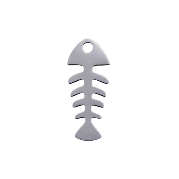 ZSS376 Zawieszka do biżuterii stal nierdzewna szkielet ryby 6x16mm platynowa