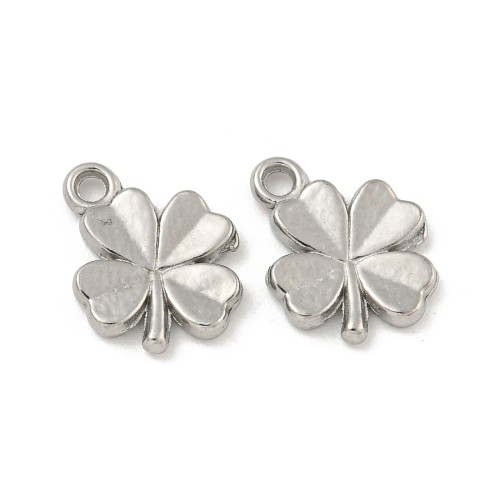 ZSS378 Zawieszka do biżuterii stal nierdzewna koniczynka 9x12mm platynowa