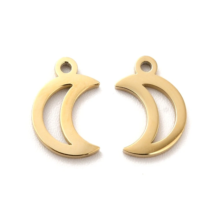 ZSS368 Zawieszka do biżuterii stal nierdzewna IP księżyc 7x10mm złota 14K