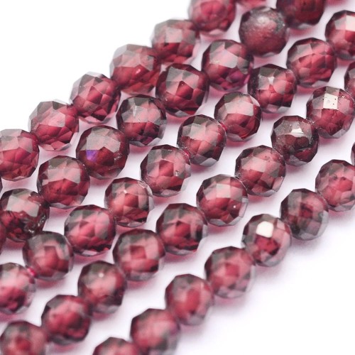 GNT29 Granat kamień naturalny koraliki kule 3mm fasetowane