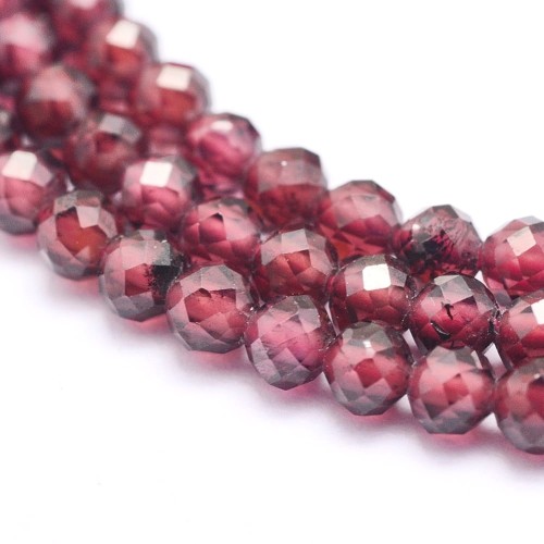 GNT29 Granat kamień naturalny koraliki kule 3mm fasetowane