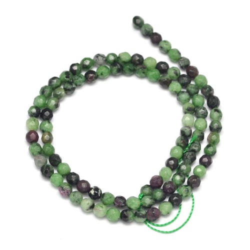 NZR05 Zoisyt z Rubinem kamień naturalny koraliki kule 4mm fasetowane