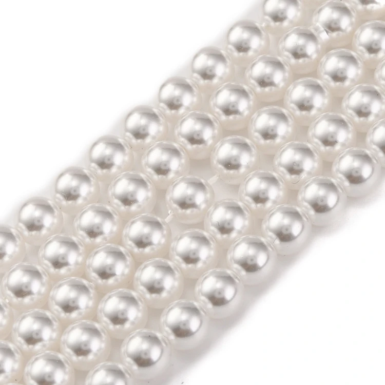 PER298 Perły szklane PREMIUM powlekane kule 6mm woskowane białe