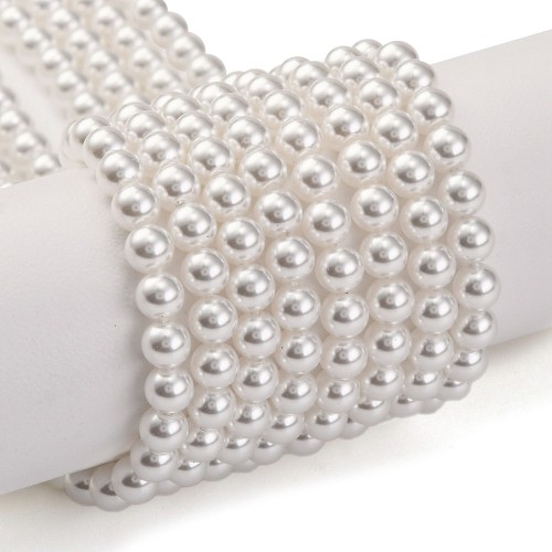 PER299 Perły szklane PREMIUM powlekane kule 4mm woskowane białe