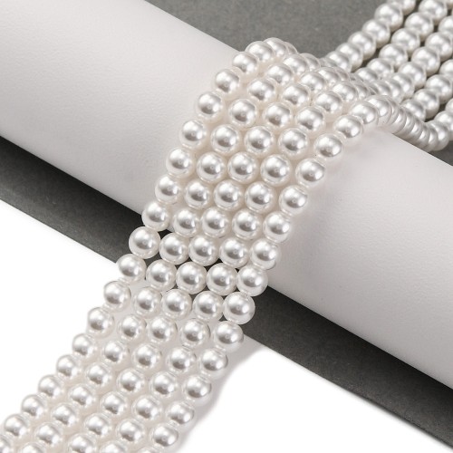 PER299 Perły szklane PREMIUM powlekane kule 4mm woskowane białe