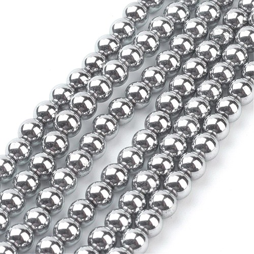 HEM100 Hematyt koraliki kule 4mm sznur PVD platynowe