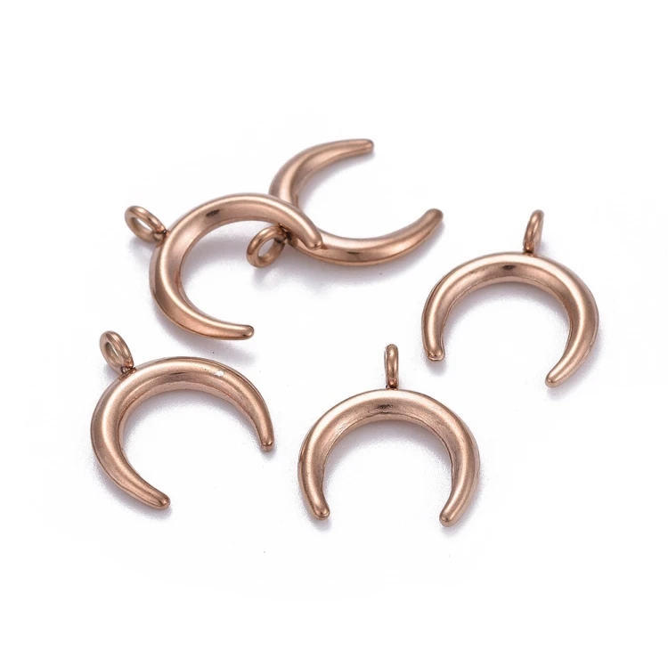 ZSS383 Zawieszka do biżuterii stal nierdzewna księżyc 14,5x17mm 2szt rose gold