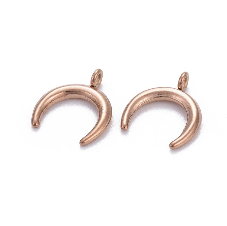 ZSS383 Zawieszka do biżuterii stal nierdzewna księżyc 14,5x17mm 2szt rose gold