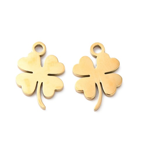 ZSS384 Zawieszka do biżuterii stal nierdzewna koniczynka 9x13mm złota