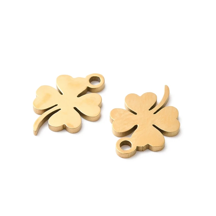 ZSS384 Zawieszka do biżuterii stal nierdzewna koniczynka 9x13mm złota