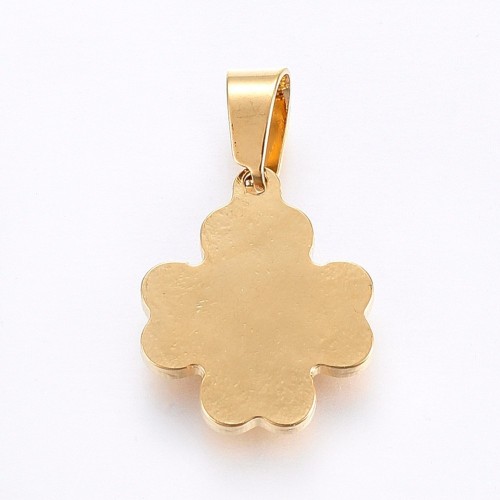 ZSS385 Zawieszka do biżuterii stal nierdzewna koniczynka 15x18mm złota
