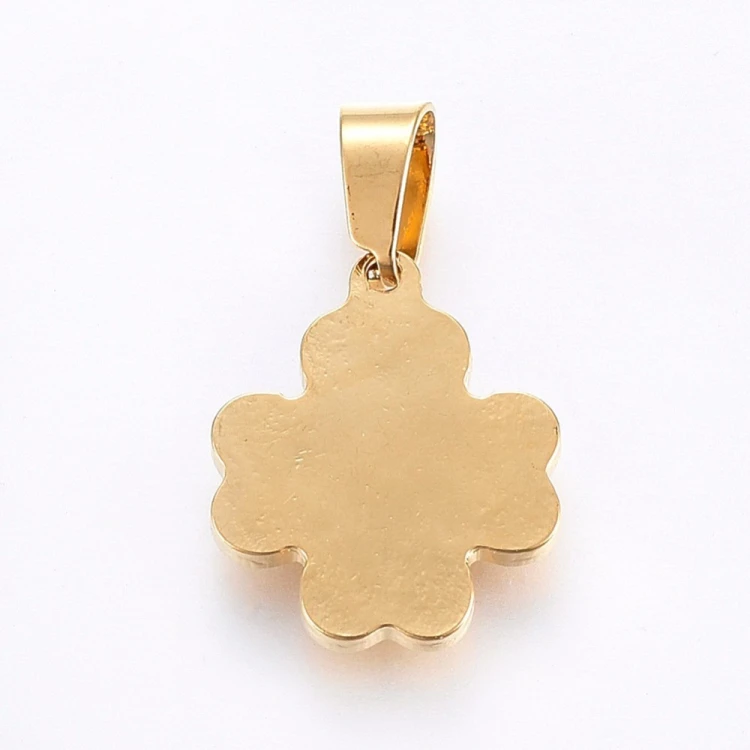 ZSS385 Zawieszka do biżuterii stal nierdzewna koniczynka 15x18mm złota