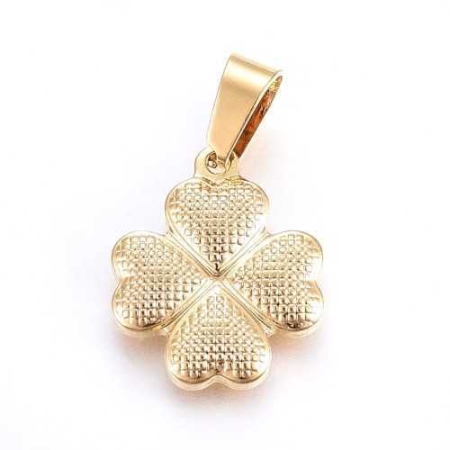 ZSS385 Zawieszka do biżuterii stal nierdzewna koniczynka 15x18mm złota