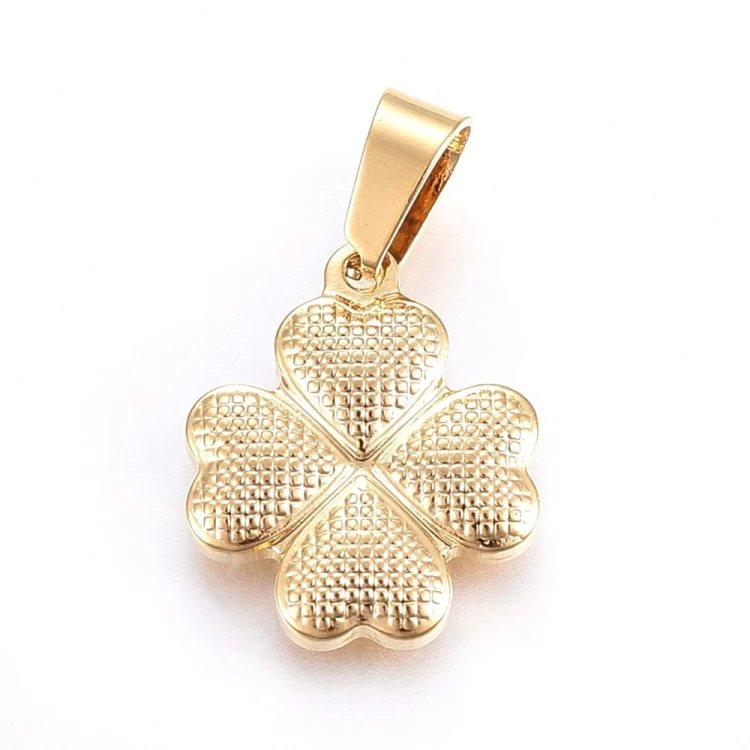 ZSS385 Zawieszka do biżuterii stal nierdzewna koniczynka 15x18mm złota