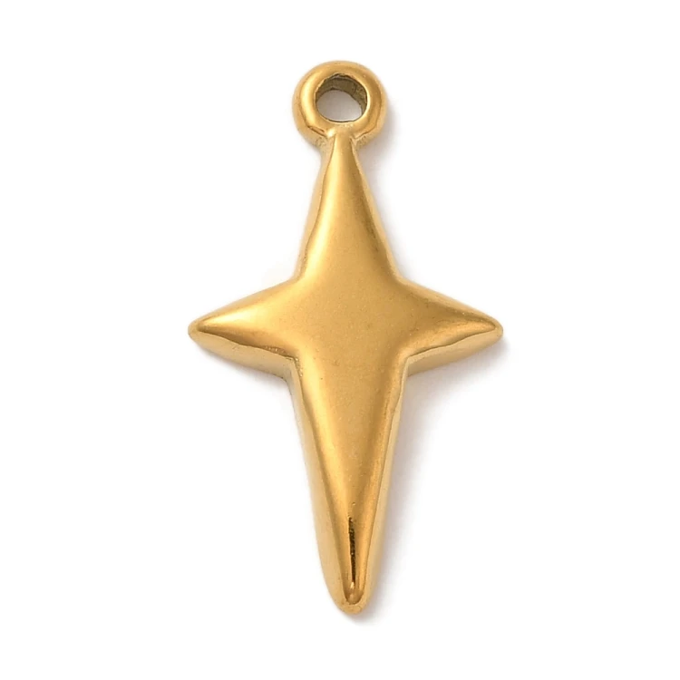 ZSS386 Zawieszka do biżuterii koniczyna gwiazdka 13x23mm stal nierdzewna IP złota